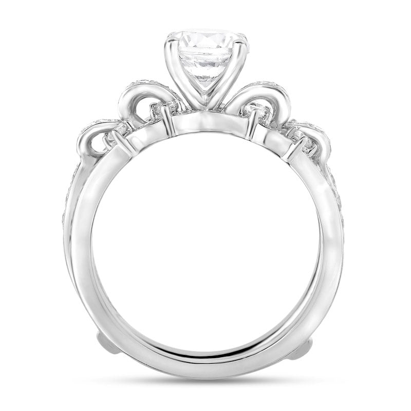 1.75 CT. T.W. Natural Diamond Ribbon Shank Bridal Engagement Ring Set in Solid 14K White Gold