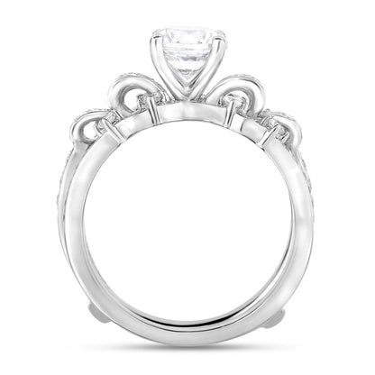 1.75 CT. T.W. Natural Diamond Ribbon Shank Bridal Engagement Ring Set in Solid 14K White Gold