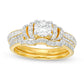 1.20 CT. T.W. Natural Diamond Collar Bridal Engagement Ring Set in Solid 14K Gold