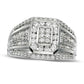 Men's 1.0 CT. T.W. Composite Natural Diamond Multi-Row Ring in Solid 10K White Gold