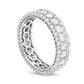 2.0 CT. T.W. Natural Diamond Scallop Edge Antique Vintage-Style Eternity Anniversary Band in Solid 14K White Gold