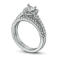 1.0 CT. T.W. Heart-Shaped Natural Diamond Frame Bridal Engagement Ring Set in Solid 14K White Gold