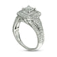 1.0 CT. T.W. Princess-Cut Natural Diamond Double Frame Antique Vintage-Style Engagement Ring in Solid 14K White Gold