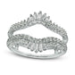 1.0 CT. T.W. Natural Clarity Enhanced Diamond Double Row Crown Solitaire Enhancer in Solid 14K White Gold