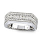 Men's 2.0 CT. T.W. Natural Diamond Three Row Rectangular Ring in Solid 10K White Gold - Size 10
