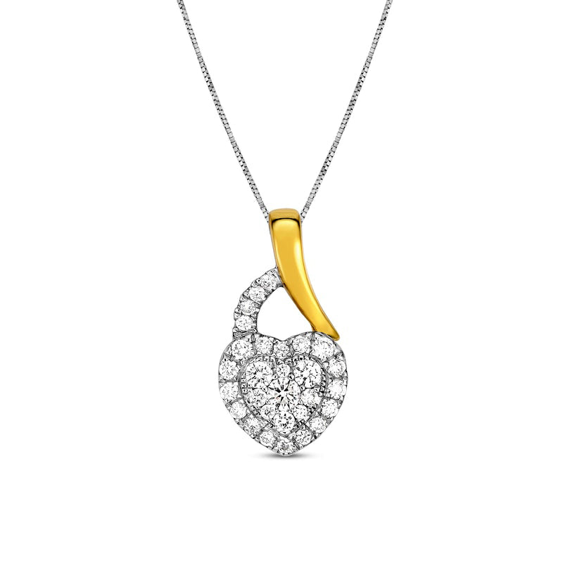 0.17 CT. T.W. Natural Diamond Frame Heart Pendant in 10K Two-Tone Gold