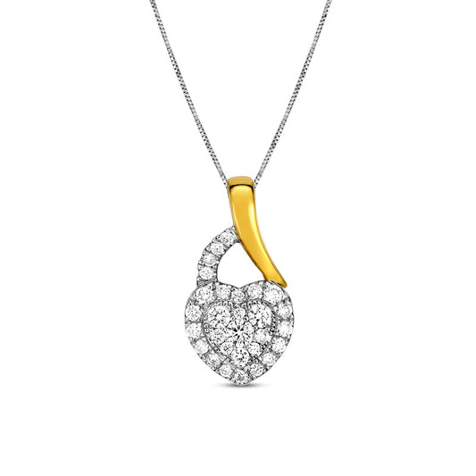 0.17 CT. T.W. Natural Diamond Frame Heart Pendant in 10K Two-Tone Gold