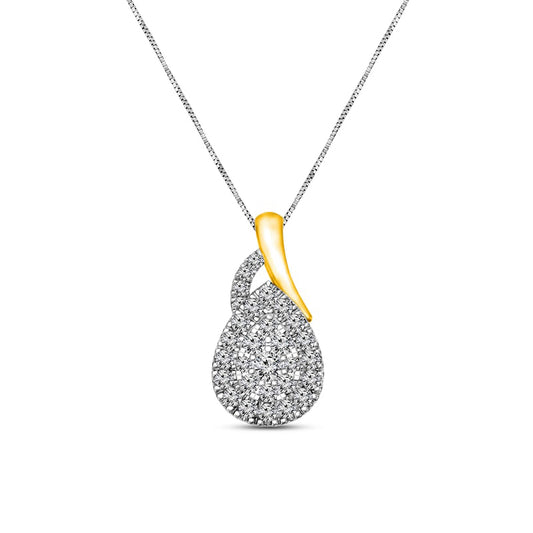 0.2 CT. T.W. Composite Natural Diamond Pear-Shaped Pendant in 10K Two-Tone Gold