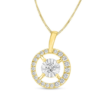 0.17 CT. T.W. Natural Diamond Circle Pendant in 10K Two-Tone Gold