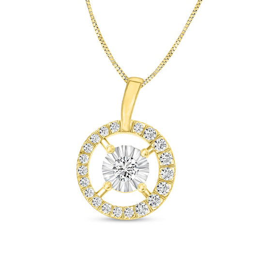 0.17 CT. T.W. Natural Diamond Circle Pendant in 10K Two-Tone Gold