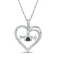 0.05 CT. T.W. Enhanced Black and White Natural Diamond Heart "MOM" Pendant in Sterling Silver
