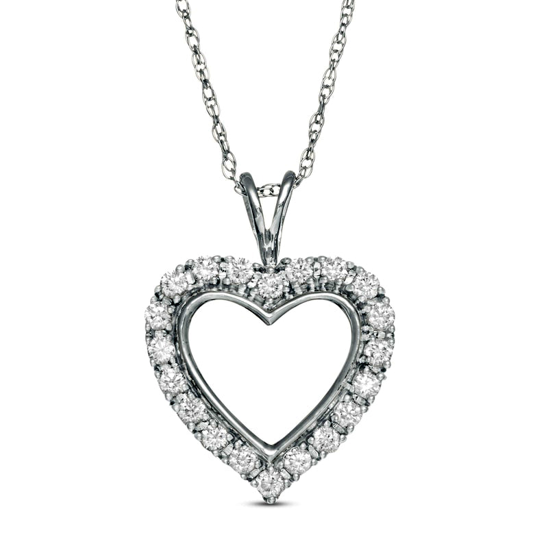 0.25 CT. T.W. Natural Diamond Heart Outline Pendant in 10K White Gold
