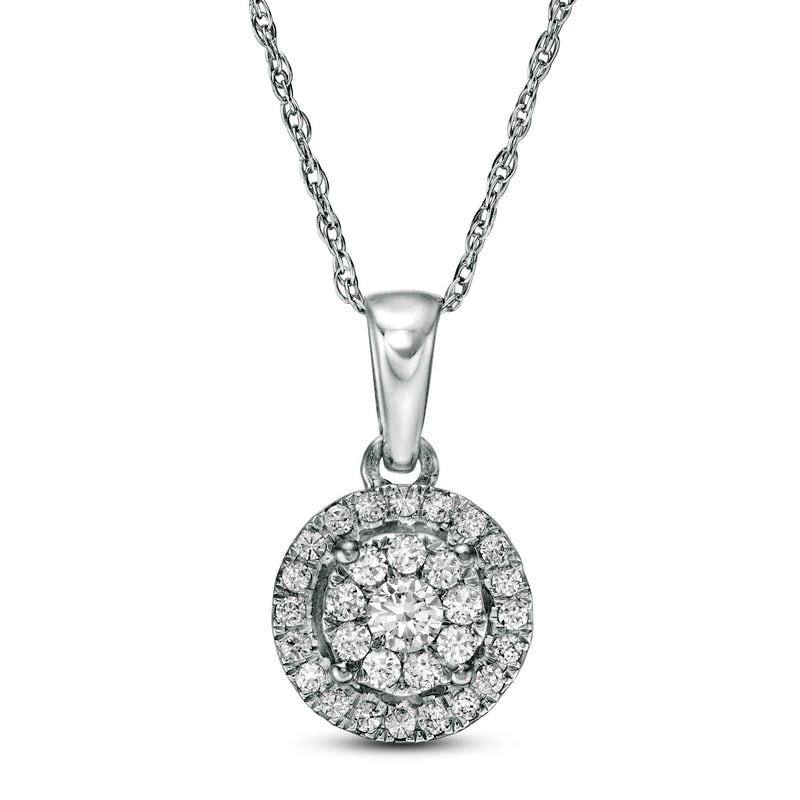 0.25 CT. T.W. Natural Diamond Double Frame Pendant in 10K White Gold