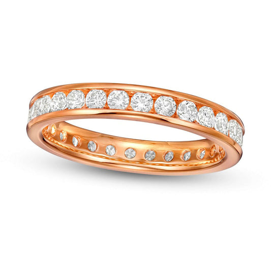 1.0 CT. T.W. Natural Diamond Channel-Set Eternity Wedding Band in Solid 14K Rose Gold