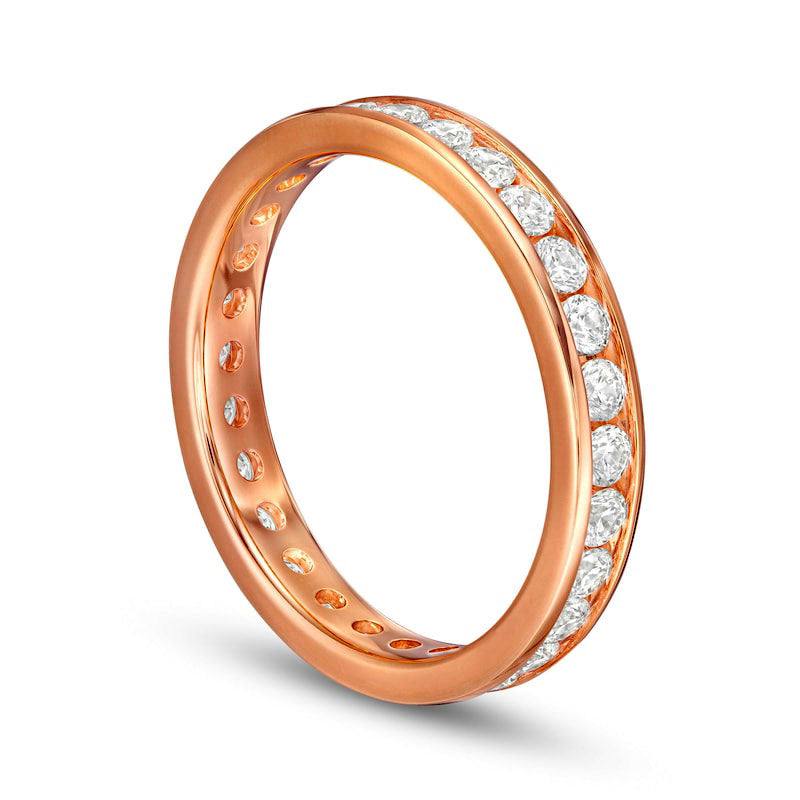 1.0 CT. T.W. Natural Diamond Channel-Set Eternity Wedding Band in Solid 14K Rose Gold