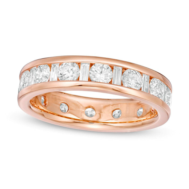 2.0 CT. T.W. Baguette and Round Natural Diamond Eternity Wedding Band in Solid 14K Rose Gold