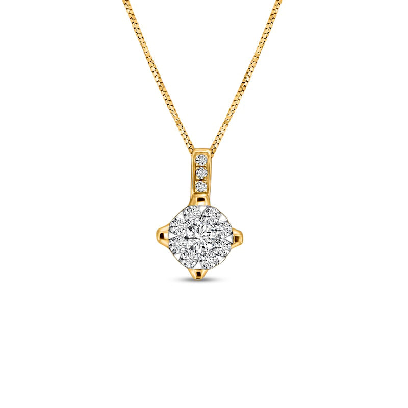 0.17 CT. T.W. Natural Diamond Frame Pendant in 10K Yellow Gold