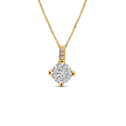0.17 CT. T.W. Natural Diamond Frame Pendant in 10K Yellow Gold