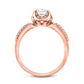 0.75 CT. T.W. Natural Diamond Cushion Frame Double Row Bridal Engagement Ring Set in Solid 14K Rose Gold