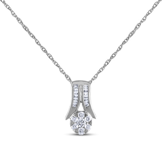 0.17 CT. T.W. Composite Natural Diamond Chevron Pendant in Sterling Silver