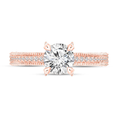 1.0 CT. T.W. Natural Diamond Antique Vintage-Style Engagement Ring in Solid 14K Rose Gold