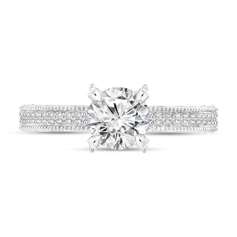 1.0 CT. T.W. Natural Diamond Antique Vintage-Style Engagement Ring in Solid 14K White Gold