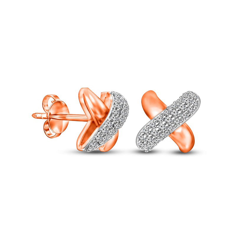 0.38 CT. T.W. Diamond "X" Stud Earrings in 10K Rose Gold