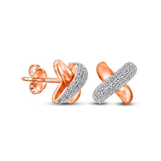 0.38 CT. T.W. Diamond "X" Stud Earrings in 10K Rose Gold