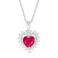7.0mm Heart-Shaped Lab-Created Ruby and White Sapphire Shadow Frame Pendant in Sterling Silver