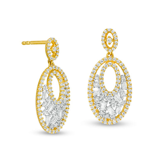 0.75 CT. T.W. Composite Diamond Oval Scatter Drop Earrings in 10K Gold