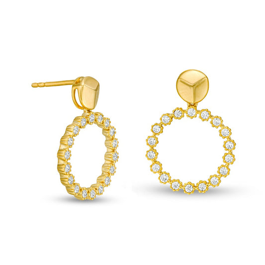 0.5 CT. T.W. Diamond Beaded Circle Stud Earrings in 10K Gold