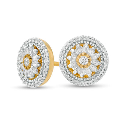 0.33 CT. T.W. Diamond Frame Stud Earrings and Convertible Jacket Set in 10K Gold