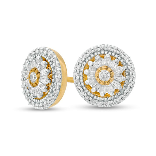 0.33 CT. T.W. Diamond Frame Stud Earrings and Convertible Jacket Set in 10K Gold
