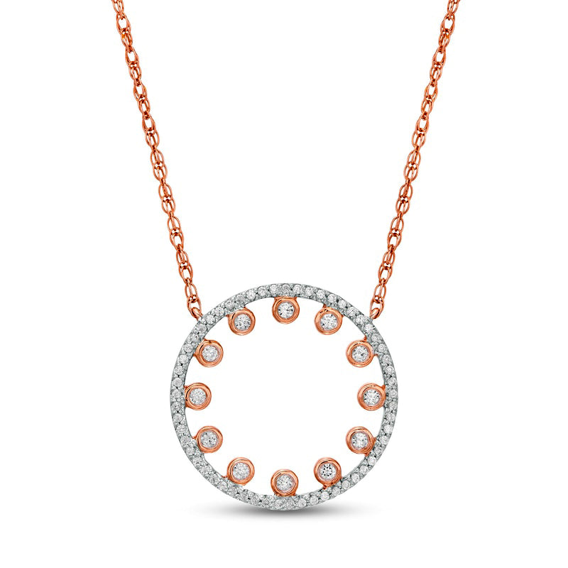 0.2 CT. T.W. Natural Diamond Multi-Circle Necklace in 10K Rose Gold