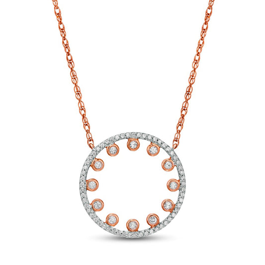 0.2 CT. T.W. Natural Diamond Multi-Circle Necklace in 10K Rose Gold