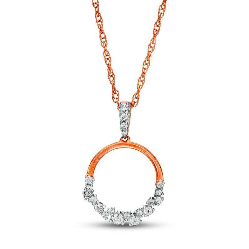 0.17 CT. T.W. Natural Diamond Scatter Open Circle Pendant in 10K Rose Gold
