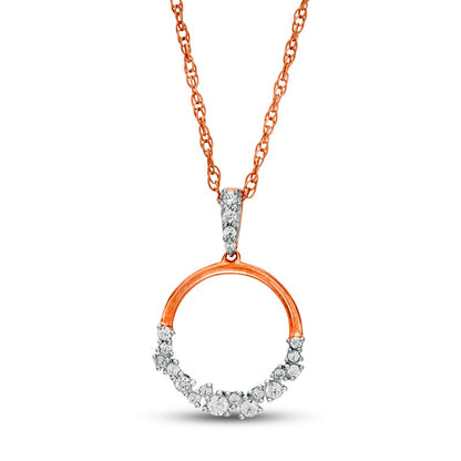 0.17 CT. T.W. Natural Diamond Scatter Open Circle Pendant in 10K Rose Gold