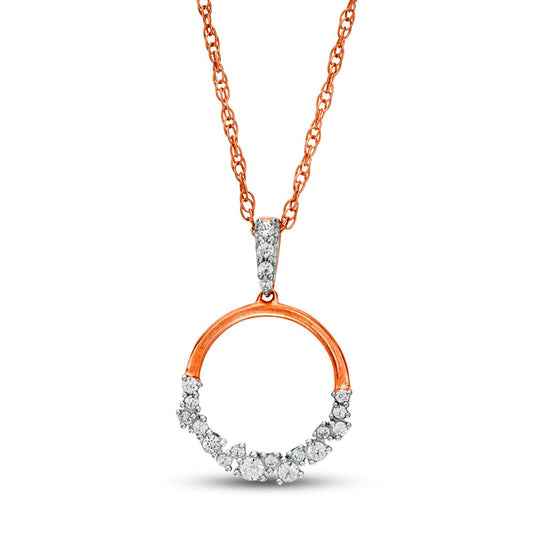 0.17 CT. T.W. Natural Diamond Scatter Open Circle Pendant in 10K Rose Gold