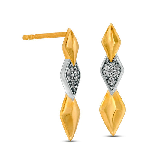 0.05 CT. T.W. Diamond Graduated Geometric Triple Drop Earrings in 10K Gold