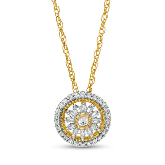 0.25 CT. T.W. Natural Diamond Double Frame Convertible Circle Pendant in 10K Yellow Gold