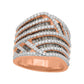 2.5 CT. T.W. Champagne and White Natural Diamond Layered Multi-Row Ring in Solid 10K Rose Gold