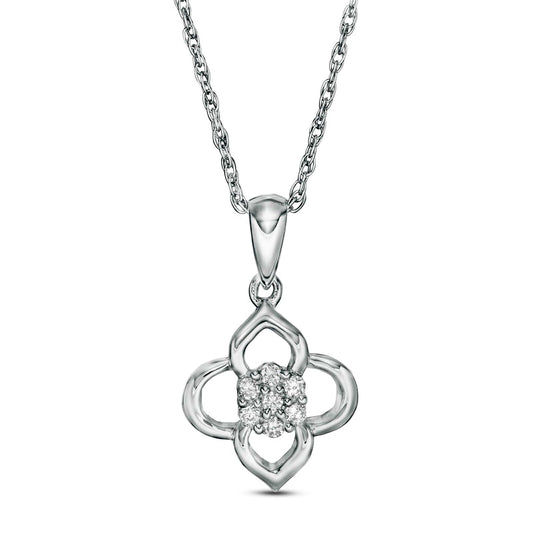 0.07 CT. T.W. Composite Natural Diamond Flower Pendant in Sterling Silver
