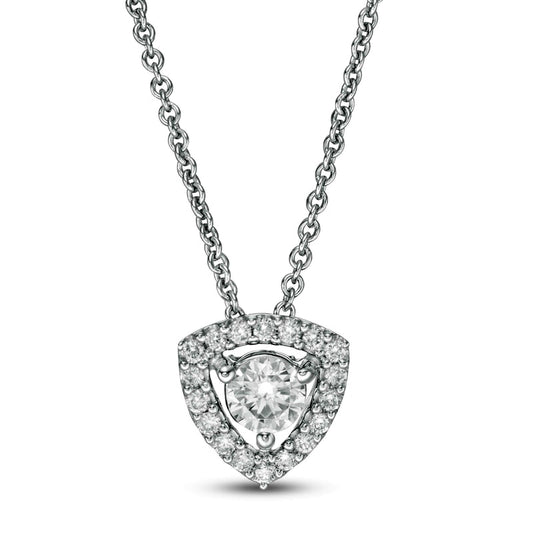 0.33 CT. T.W. Natural Diamond Trillion Frame Pendant in 10K White Gold