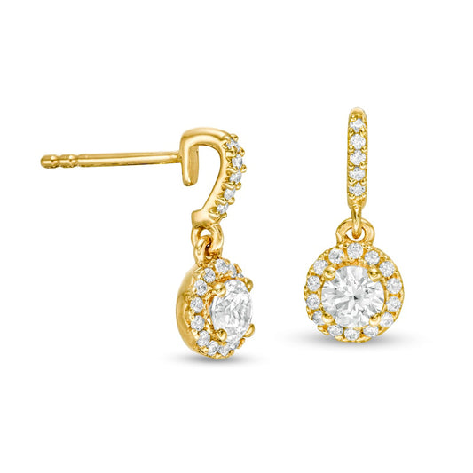 0.63 CT. T.W. Diamond Frame Drop Earrings in 14K Gold