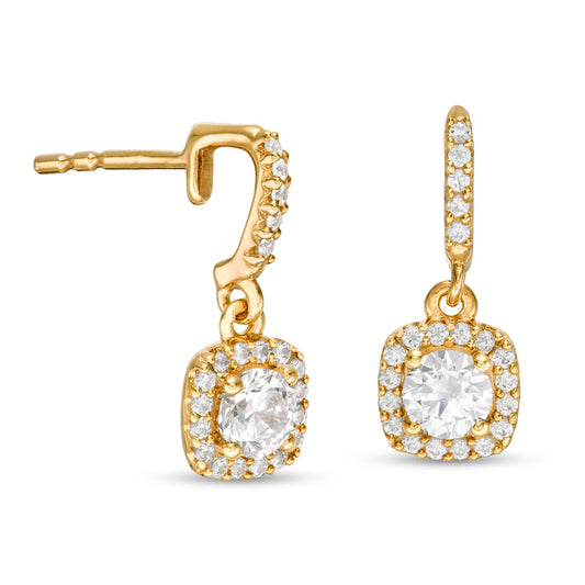 0.75 CT. T.W. Diamond Cushion Frame Drop Earrings in 14K Gold