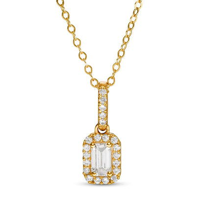 0.5 CT. T.W. Emerald-Cut Natural Diamond Frame Pendant in 14K Gold