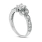 1.0 CT. T.W. Natural Diamond Leaf Sides Antique Vintage-Style Engagement Ring in Solid 10K White Gold
