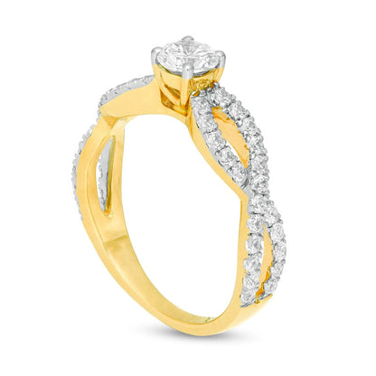 1.0 CT. T.W. Natural Diamond Infinity Twist Shank Engagement Ring in Solid 10K Yellow Gold