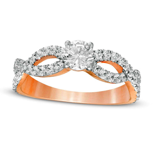 1.0 CT. T.W. Natural Diamond Infinity Twist Shank Engagement Ring in Solid 10K Rose Gold