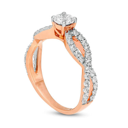 1.0 CT. T.W. Natural Diamond Infinity Twist Shank Engagement Ring in Solid 10K Rose Gold